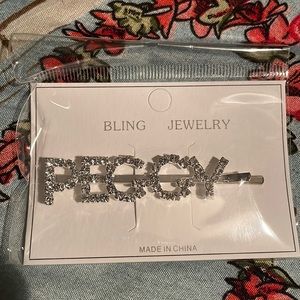 Peggy silver bling name hair pin